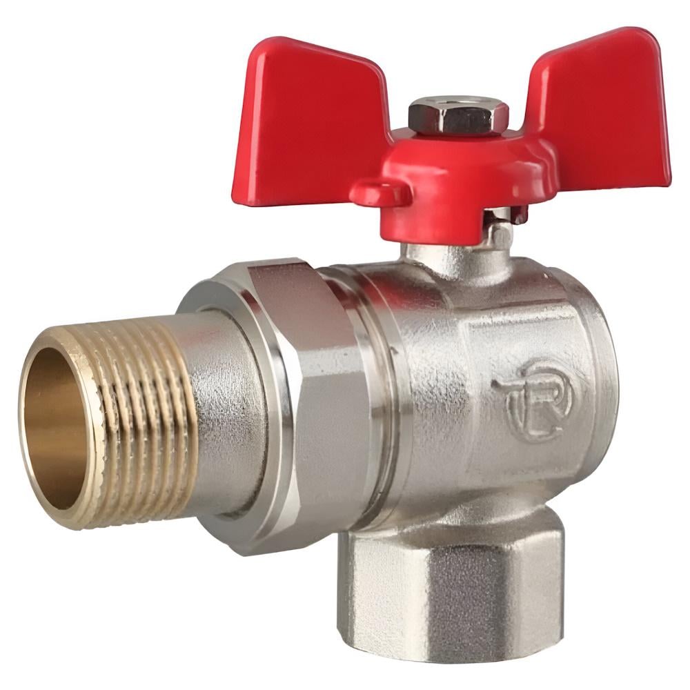 Кран шаровой с американкой REIGER 1/2" угловая бабочка Красная (AKD56017)