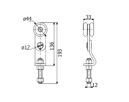 Каретка Roll Grand Стрикс С1 для подвесных систем/механизмов и ворот до 150 кг (1271) - фото 2 Каретка Roll Grand Стрикс С1 для подвесных систем/механизмов и ворот до 150 кг (1271) - фото 2