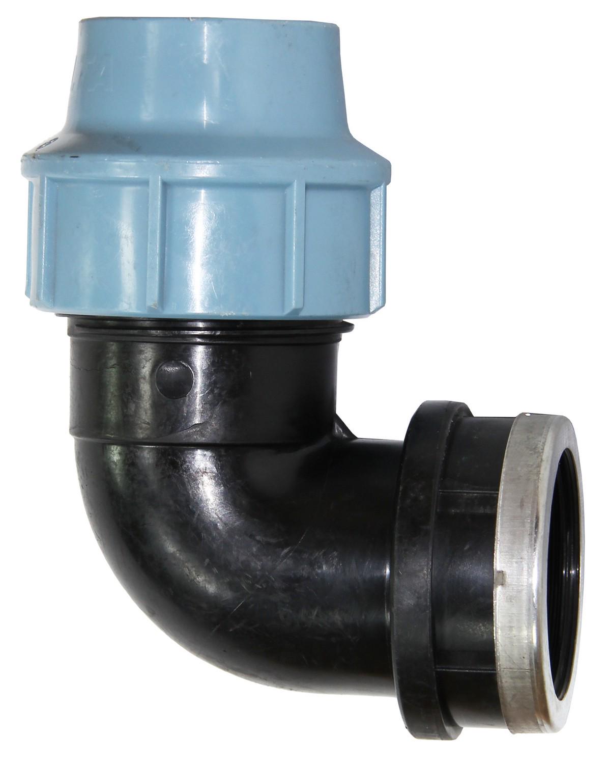 Колено зажимное Unidelta 90° для полиэтиленовых труб КВР d 63 мм с внутренней резьбой 2 1/2" (UN3020)