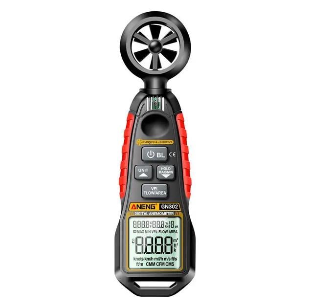 Анемометр цифровой Aneng GN302 для измерения скорости ветра 0,4-30 м/с с термометром Black (3_06412)