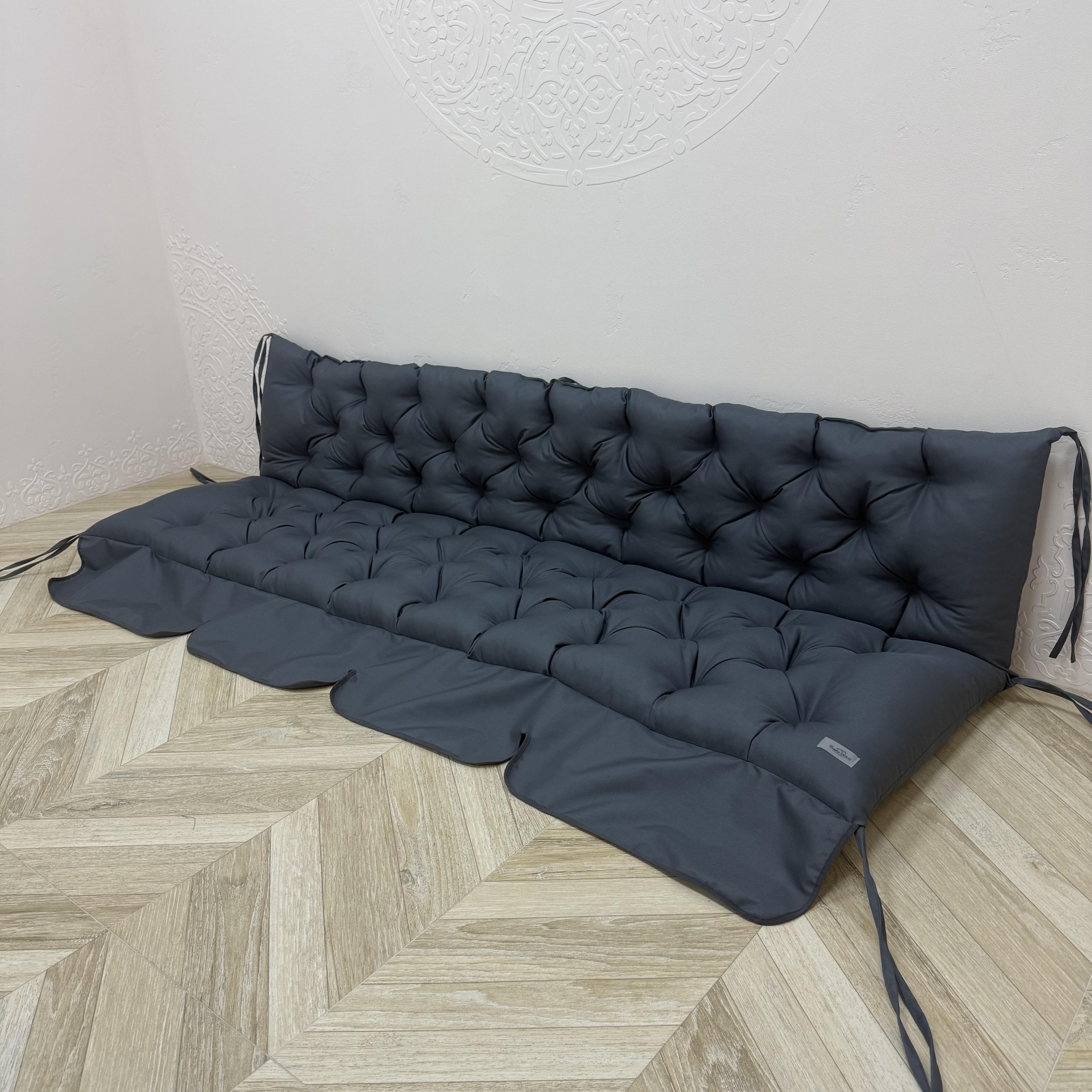Подушка с каретной стяжкой и рюшей Comfort Home Oxford на поддоны/качели/каркасы/садовую мебель 100х50х50 см