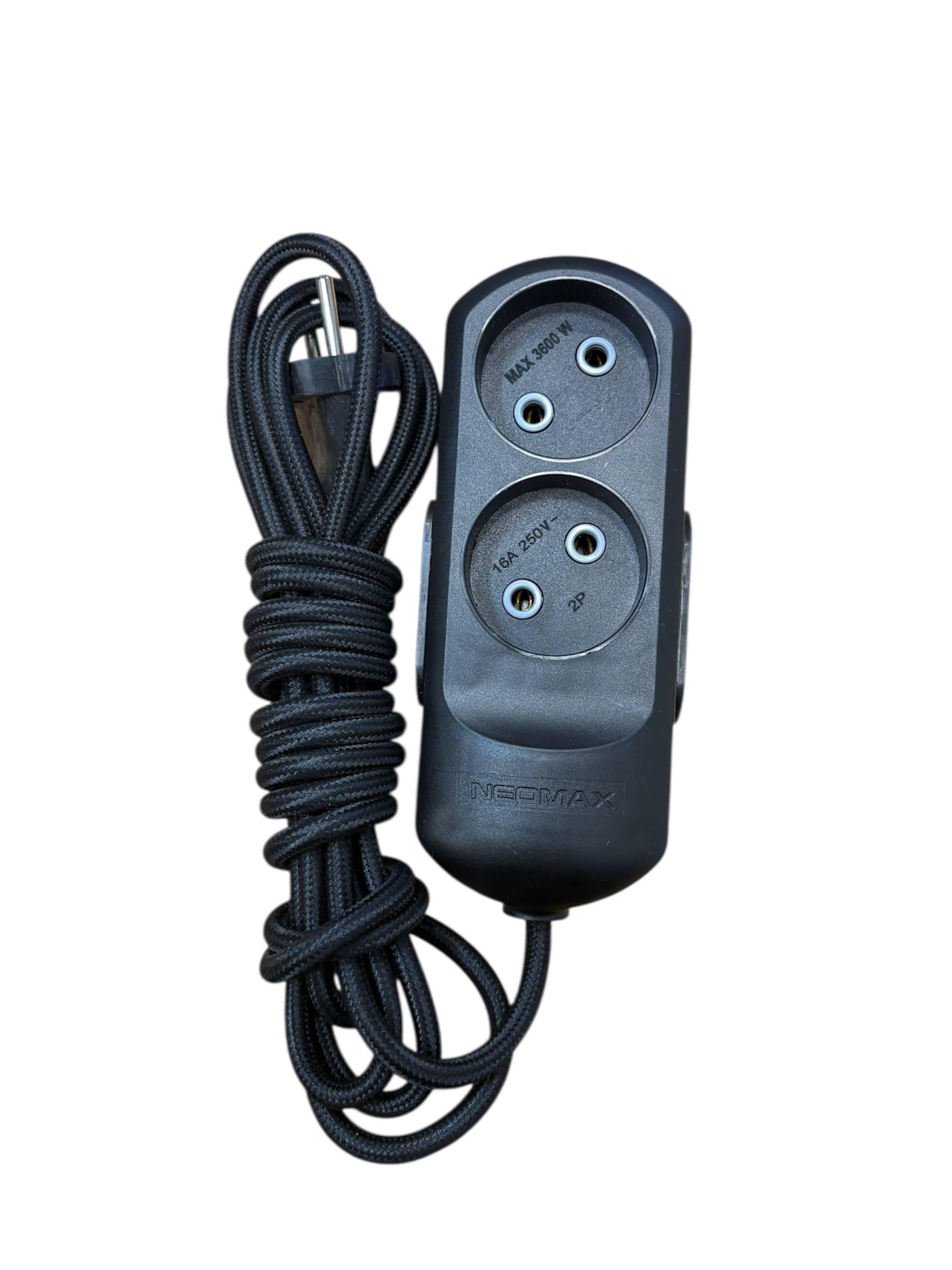 Подовжувач Lumano Modern 2 гнізда без заземлення 5 м Black (18265-1)