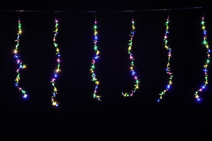 Гірлянда Штора Листя верби 3х1 м 200 LED мідний дріт з подовжувачем Різнокольорий (47982) - фото 2