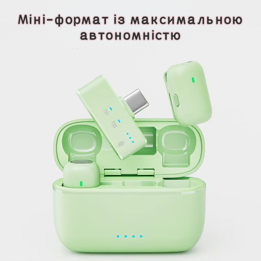 Микрофон беспроводной петличный M19 для телефонов с Type-C/адаптером Type-C на Lightning Pink (115111116) - фото 5 Микрофон беспроводной петличный M19 для телефонов с Type-C/адаптером Type-C на Lightning Pink (115111116) - фото 5