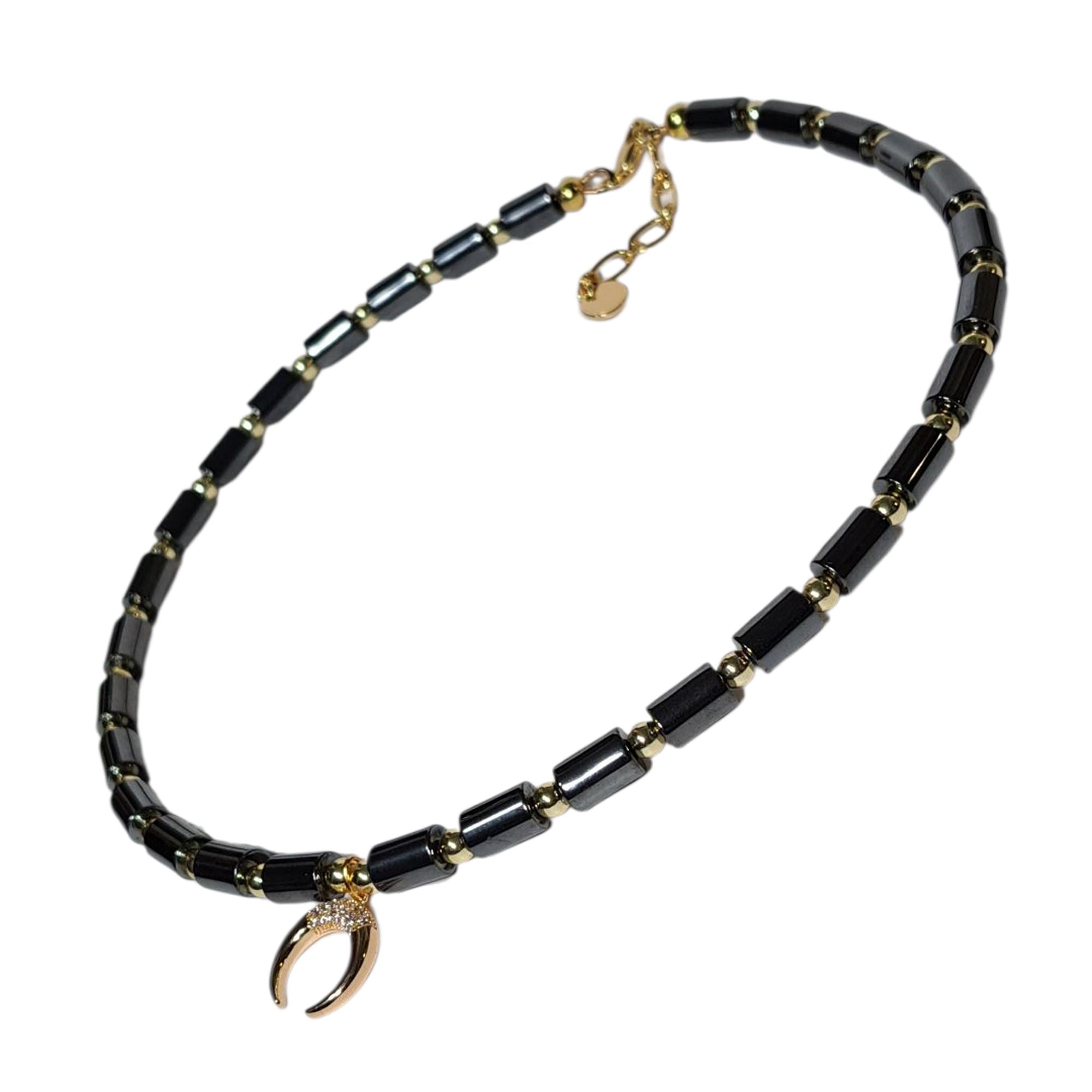 Чокер DARSANA Лунниця з натурального каменю гематит 40 см (DRSU005361)