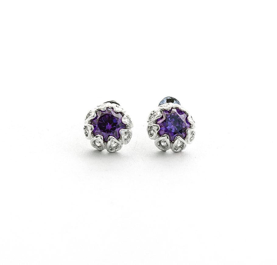 Пусеты серебряные с фианитами Maxi Silver 8624 Фиолетовый (88624)