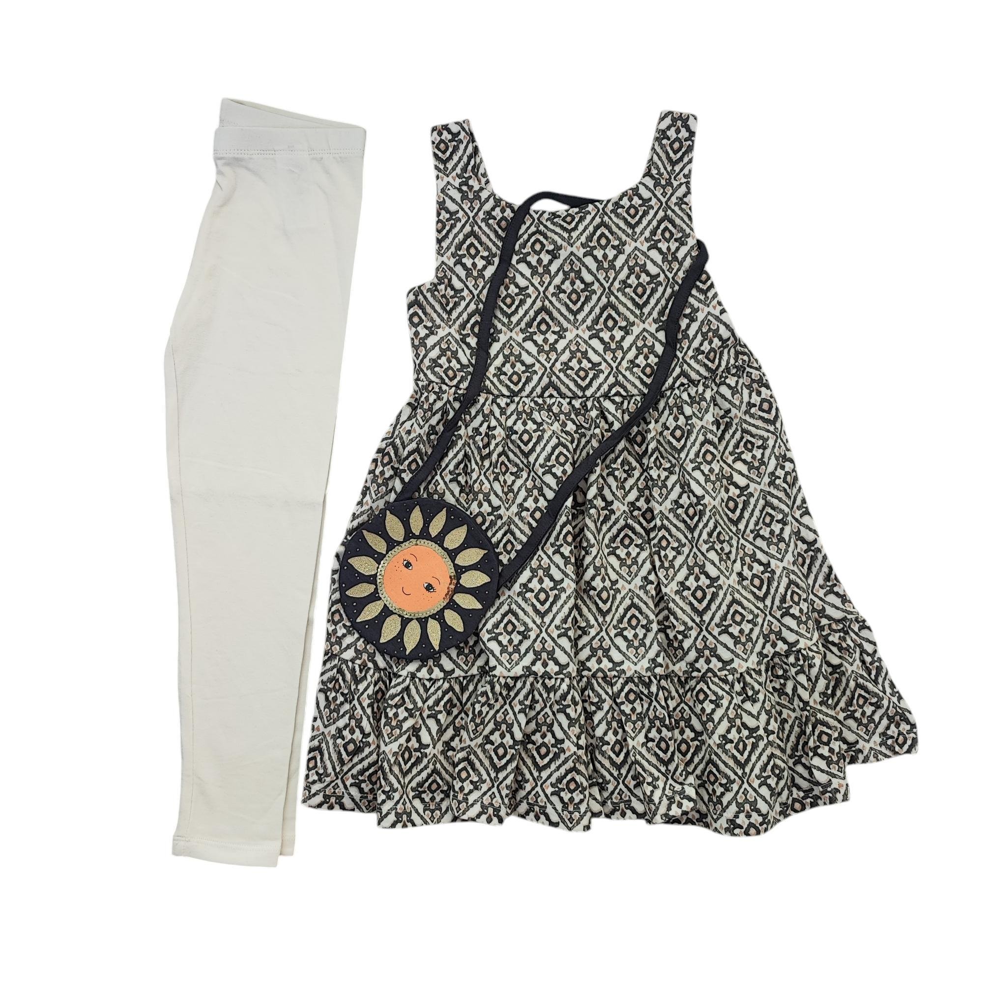 Комплект дитячий сукня та лосини та сумочка для дівчинки C&A 110 см Різнокольоровий (250122057)