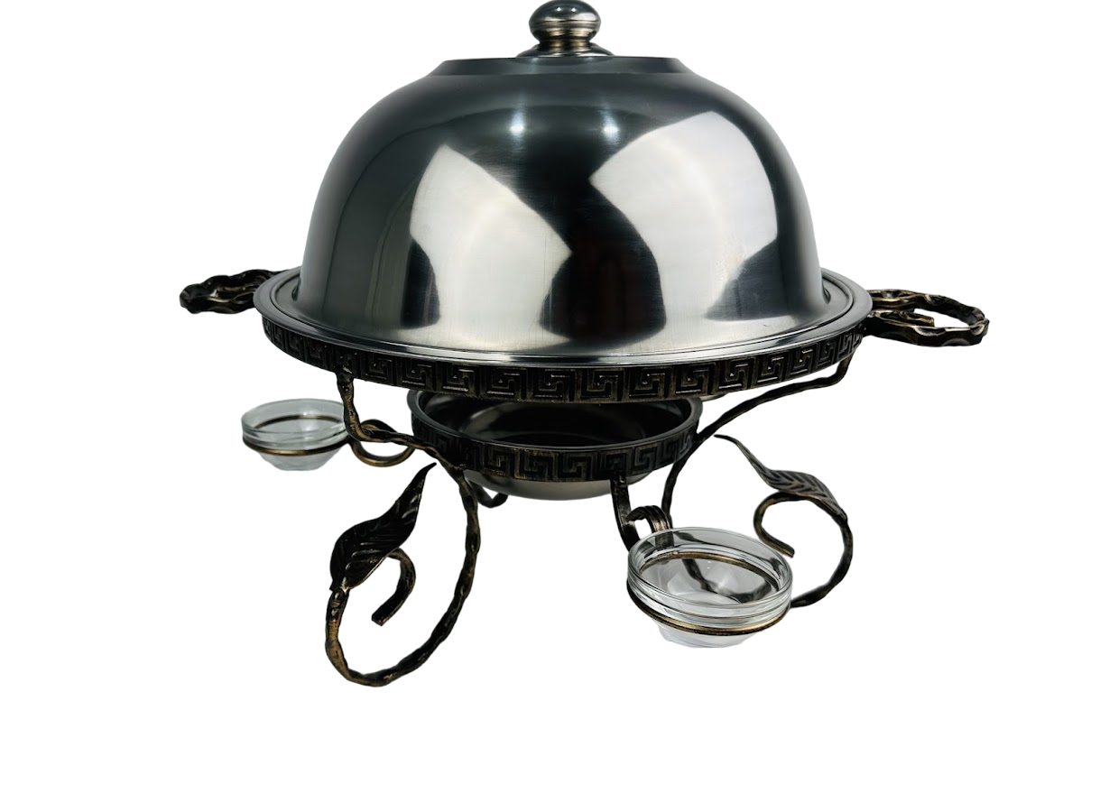 Садж с соусницами для подачи и подогрева пищи Греция из нержавеющей стали 36 см (2-10-SJ-6576)