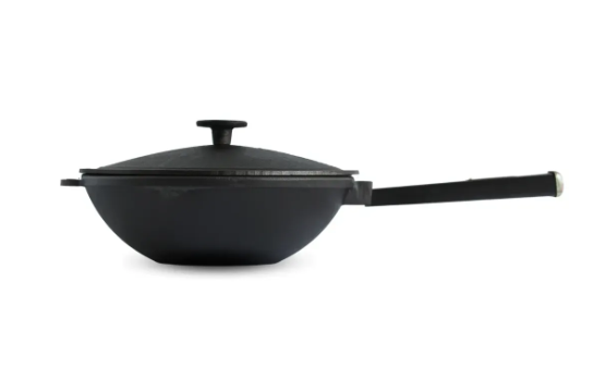 Сковорода чугунная Brizoll WOK с деревянной ручкой и чугунной крышкой 2,8 л Black (W26HP1-1) - фото 2