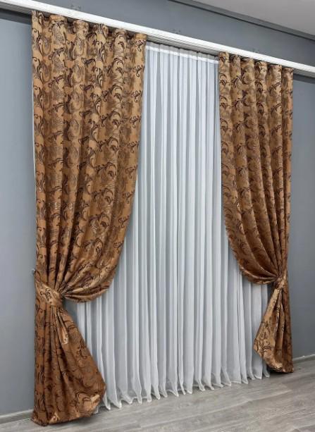 Тканина для штор жакард Завиток 1,45 м Карамельний (1642ш) - фото 6 Тканина для штор жакард Завиток 1,45 м Карамельний (1642ш) - фото 6