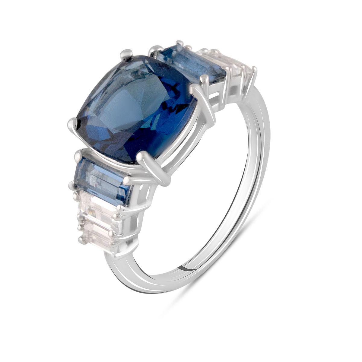 Кольцо серебряное с искуственным танзанитом nano 3,22 ct 3,86 г р. 17,5 (2100966)