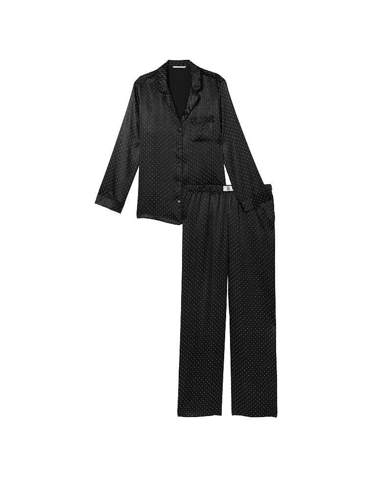 Піжама жіноча Victoria's Secret Satin Long Pajama Set сатинова S Чорний (13800957) - фото 3