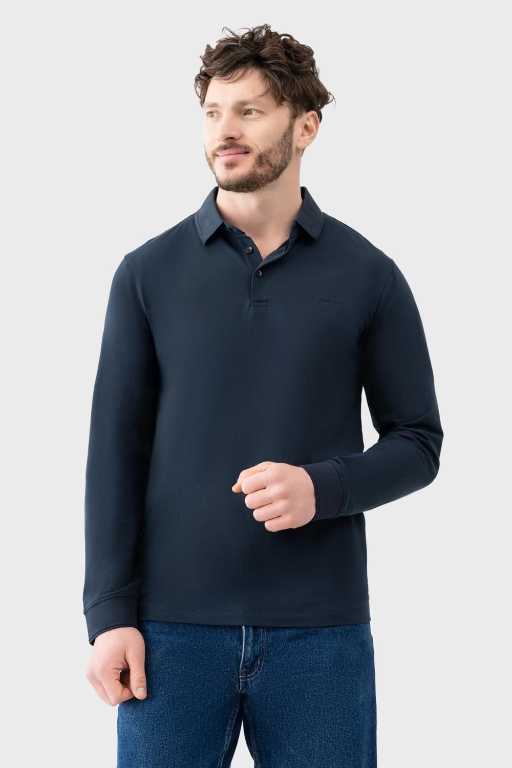Поло-лонгслив Avecs из трикотажа Double Face 2XL Синий (30592/23-2XL) Поло-лонгслив Avecs из трикотажа Double Face 2XL Синий (30592/23-2XL)
