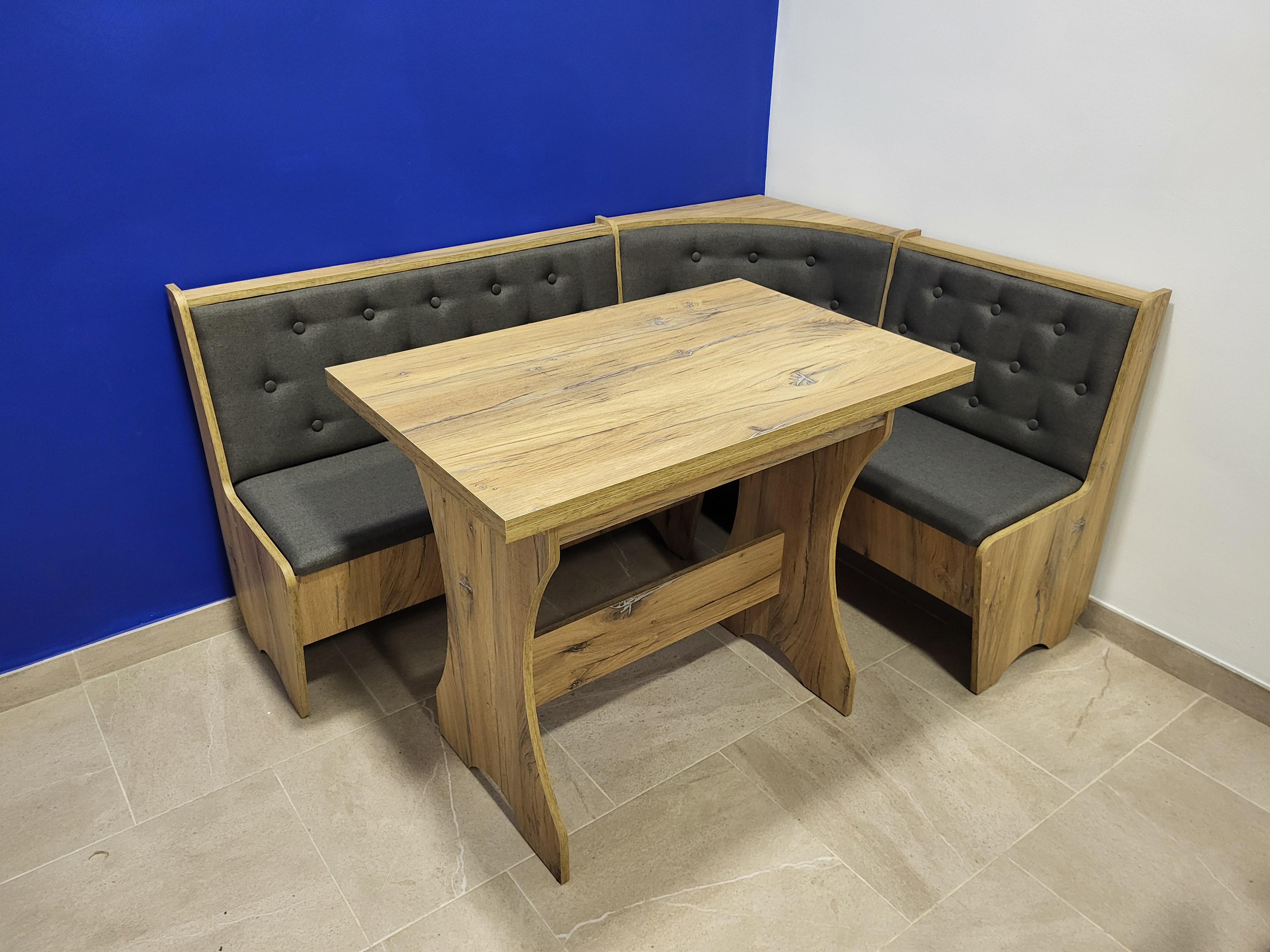 Кухонный уголок Семейный с нишами и раскладным столом 113,5х153,5 см Дуб Флагшток/Мальмо (KS-DF-M)