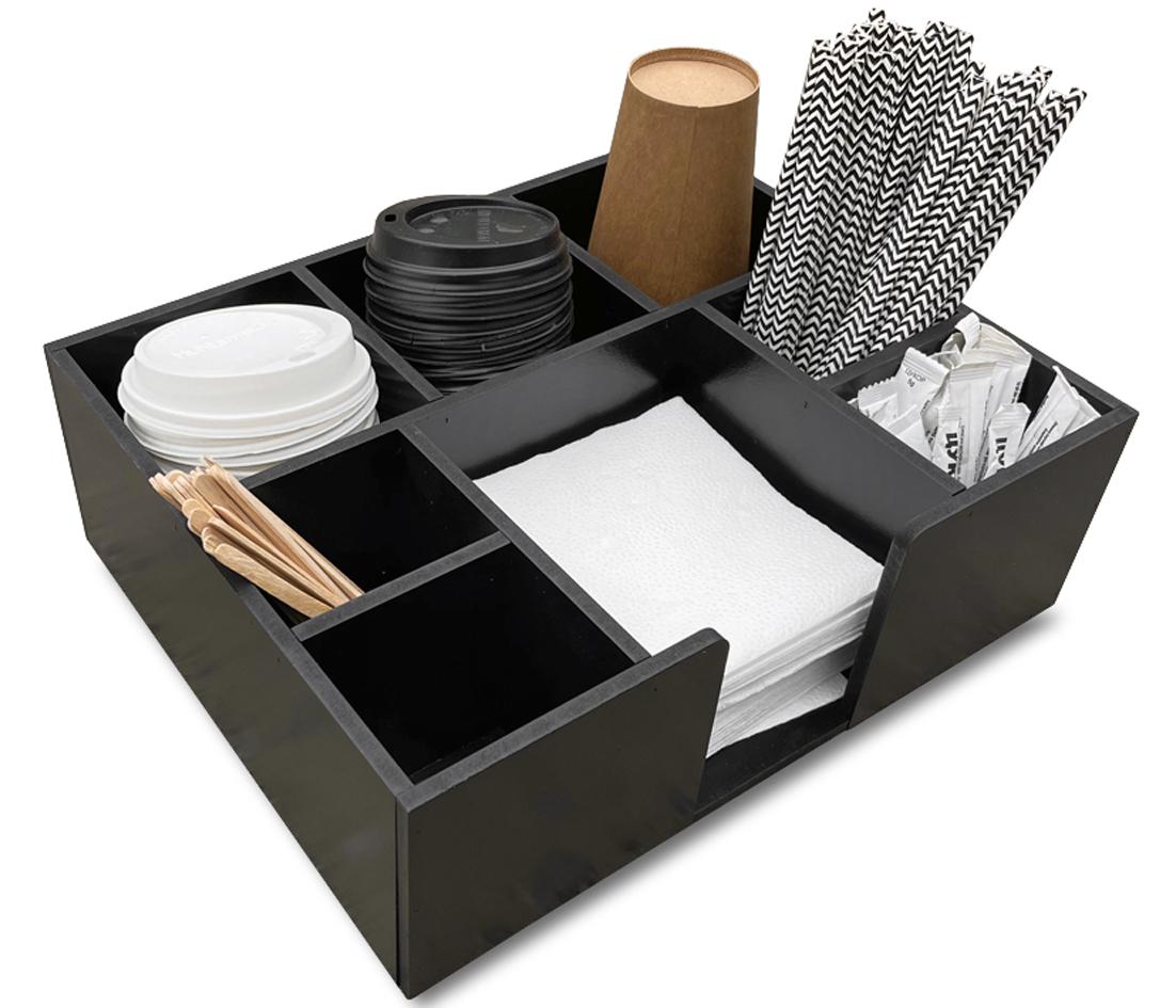 Барный органайзер для стаканов и крышек на 8 секций МДФ 31х25х10 см Black (БАР 008)