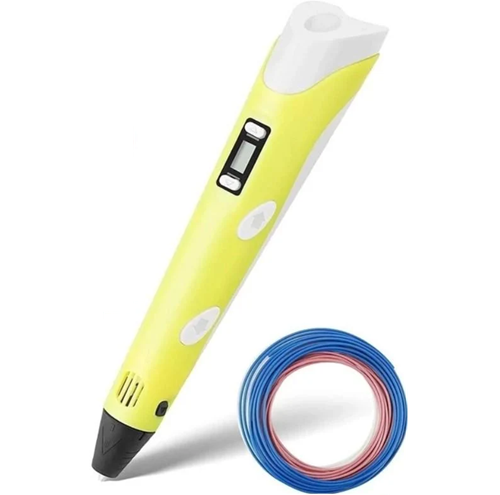 3D-ручка LCD с пластиком и трафаретами Желтый (23187438) 3D-ручка LCD с пластиком и трафаретами Желтый (23187438)