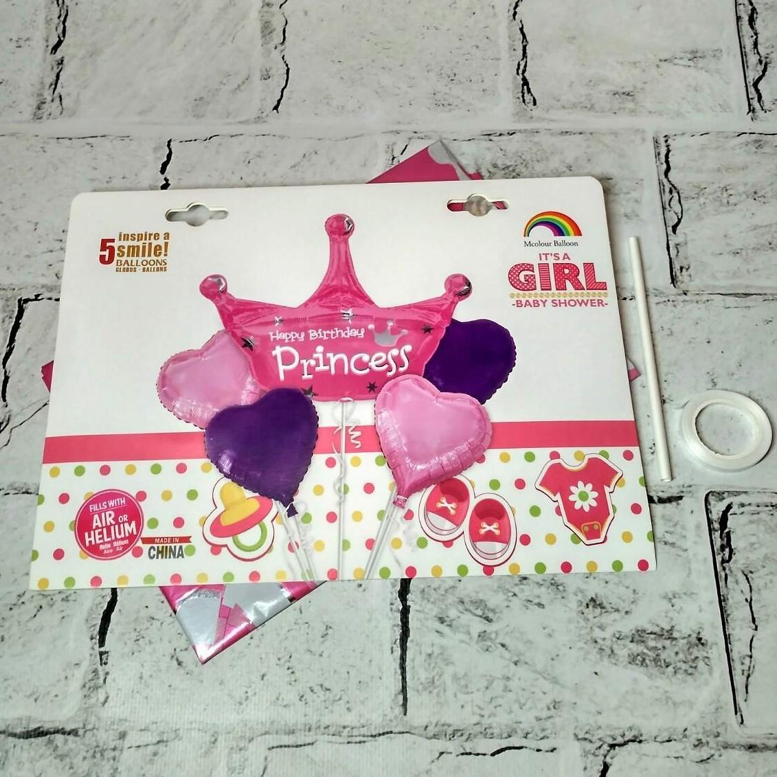 Воздушные шарики фольгированные Корона Princess 5 шт. (T-054)