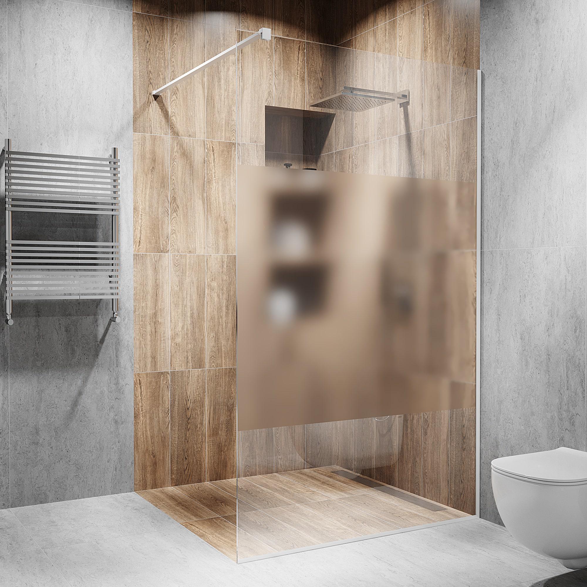 Перегородка скляна душова 2000х900 мм скло діамант з фурнітурою білою матовою - фото 1 Перегородка скляна душова 2000х900 мм скло діамант з фурнітурою білою матовою - фото 1