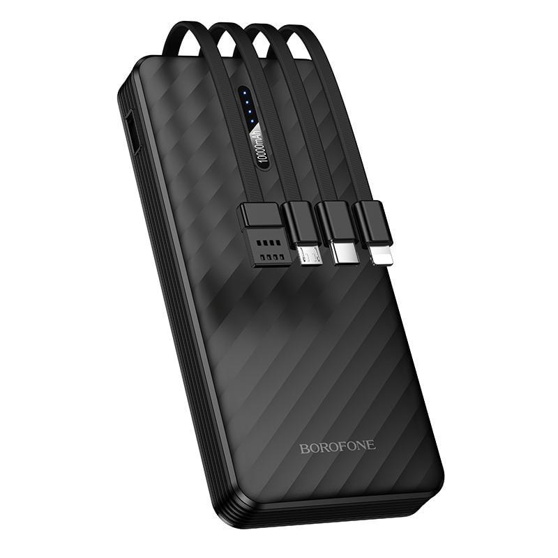 Аккумулятор наружный Borofone BJ84 Smooth power bank with four cables 10000mAh Black (34645847)
