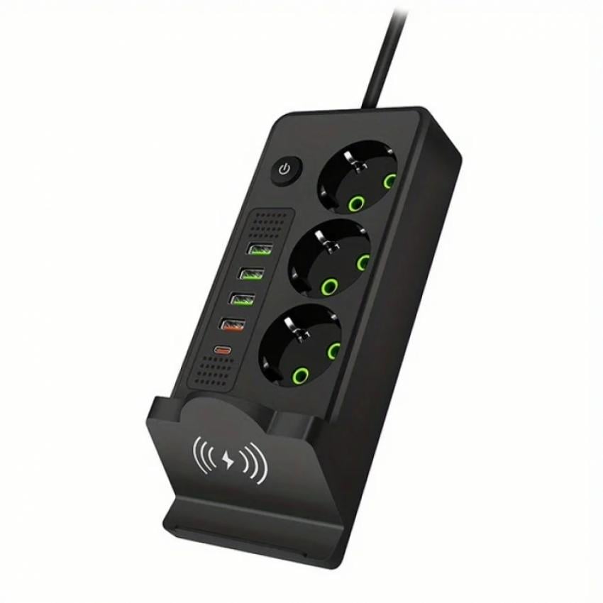 Фільтр-подовжувач вбудований мережевий бездротовий на 3 розетки 4USB і Type-C Port 2 м