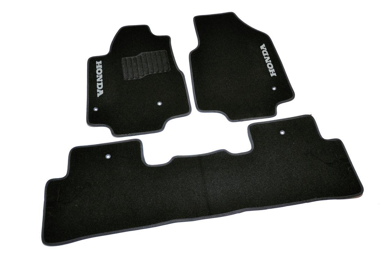 Килимки в салон ворсові для Honda Pilot 2008 - 5 місць 3 шт. Чорний (1398313101)