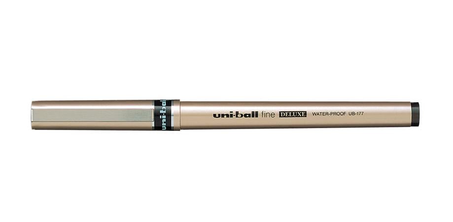 Ручка ролер Uni-Ball Fine Deluxe 0,7 мм Чорний/Золотий (UB-177.Black) Ручка ролер Uni-Ball Fine Deluxe 0,7 мм Чорний/Золотий (UB-177.Black)