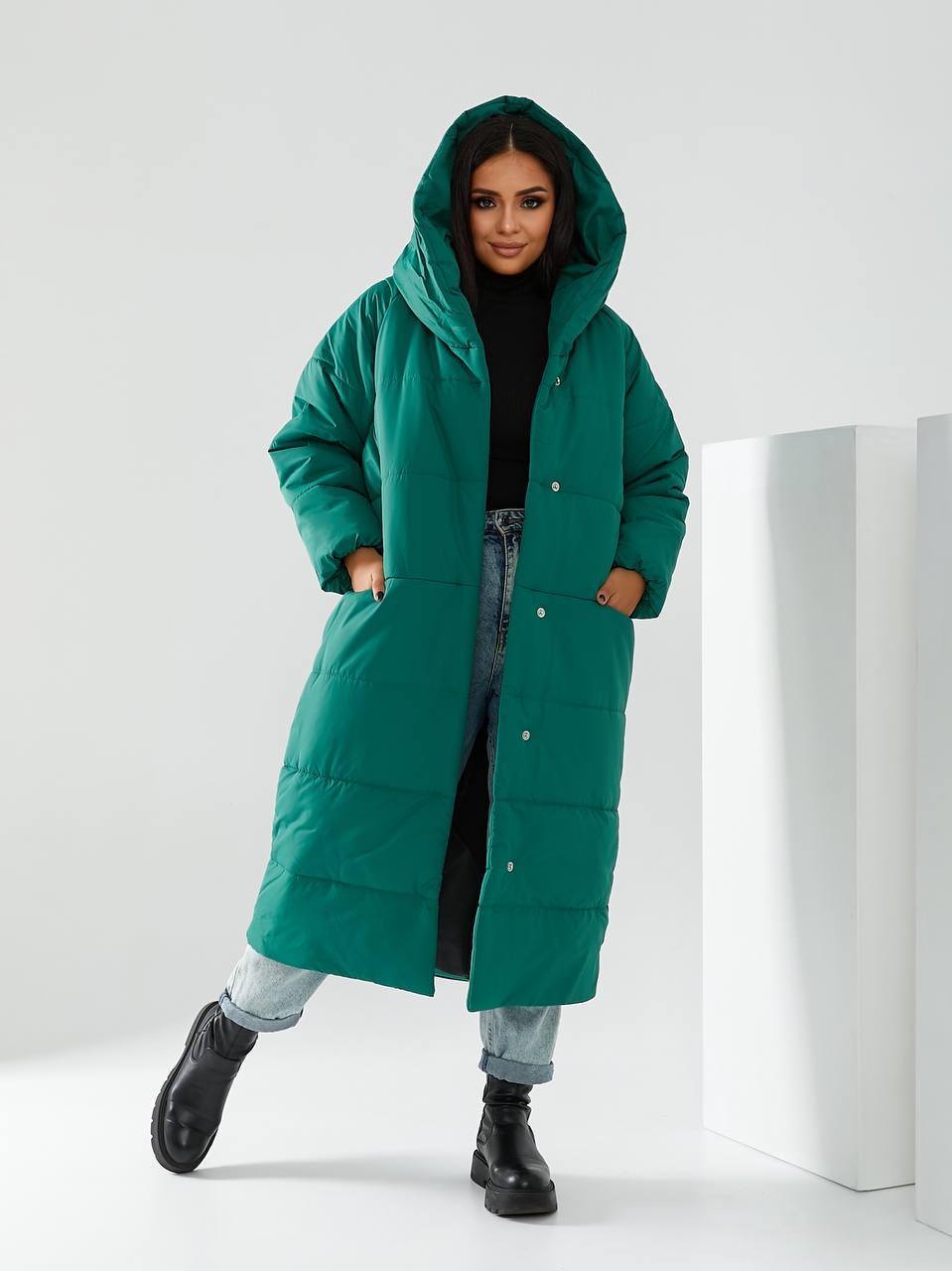 Пальто-пуховик довге на кнопках Аiza А521 р. 46-48 Морозна шавлія - фото 12