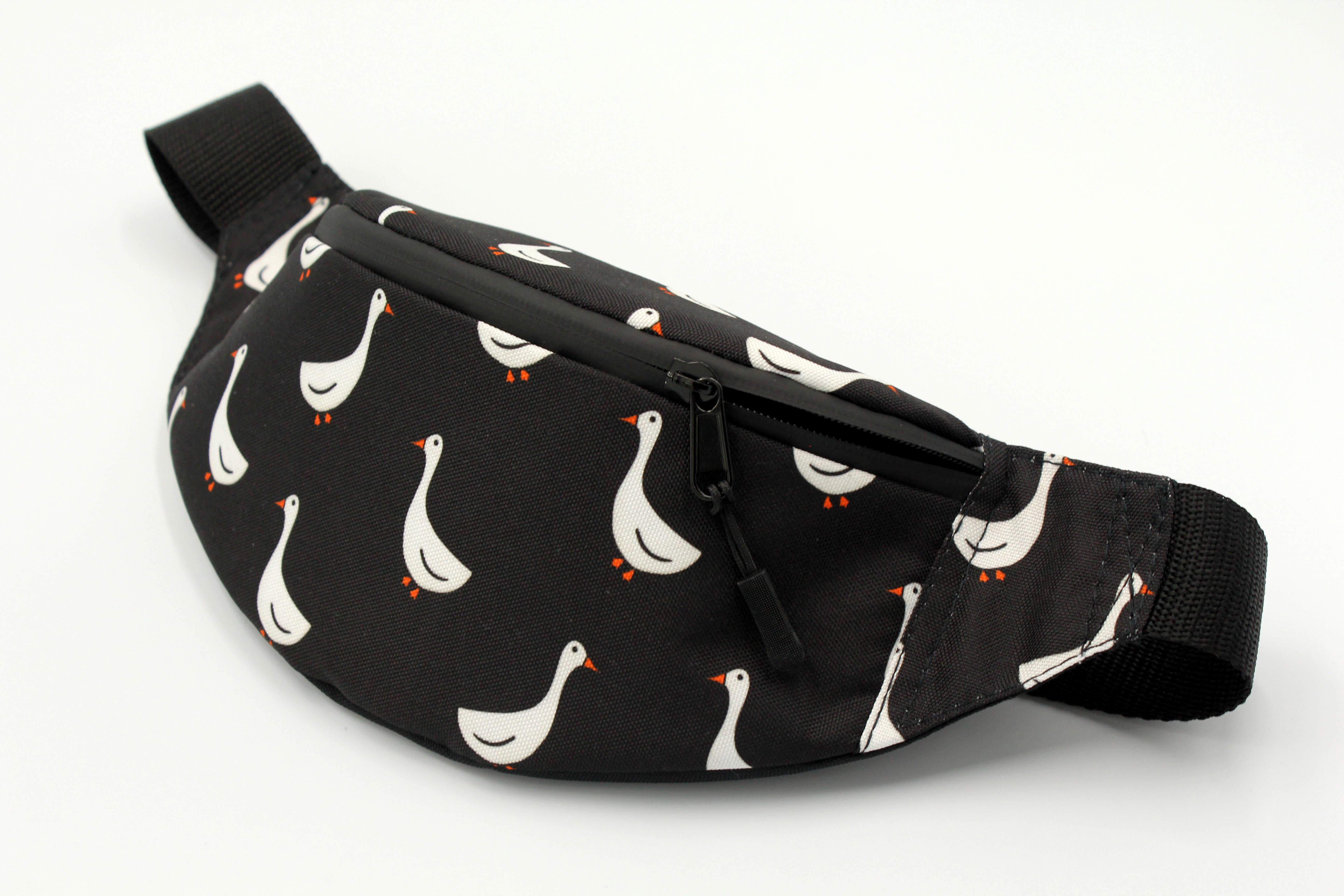 Сумка бананка Гуси Чорний (BT-034) - фото 3 Сумка бананка Гуси Чорний (BT-034) - фото 3