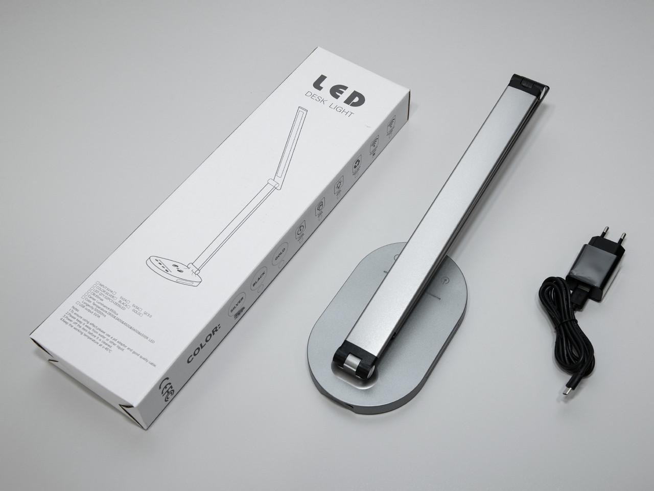 Лампа LED настольная с USB зарядкой минималистичная 6W Серый (A5503GR-W-CH-LS) - фото 5