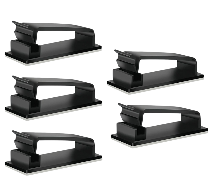 Тримачі для кабелів та зарядних шнурів на клейкій основі пластик 5 шт. Чорний (R9676)