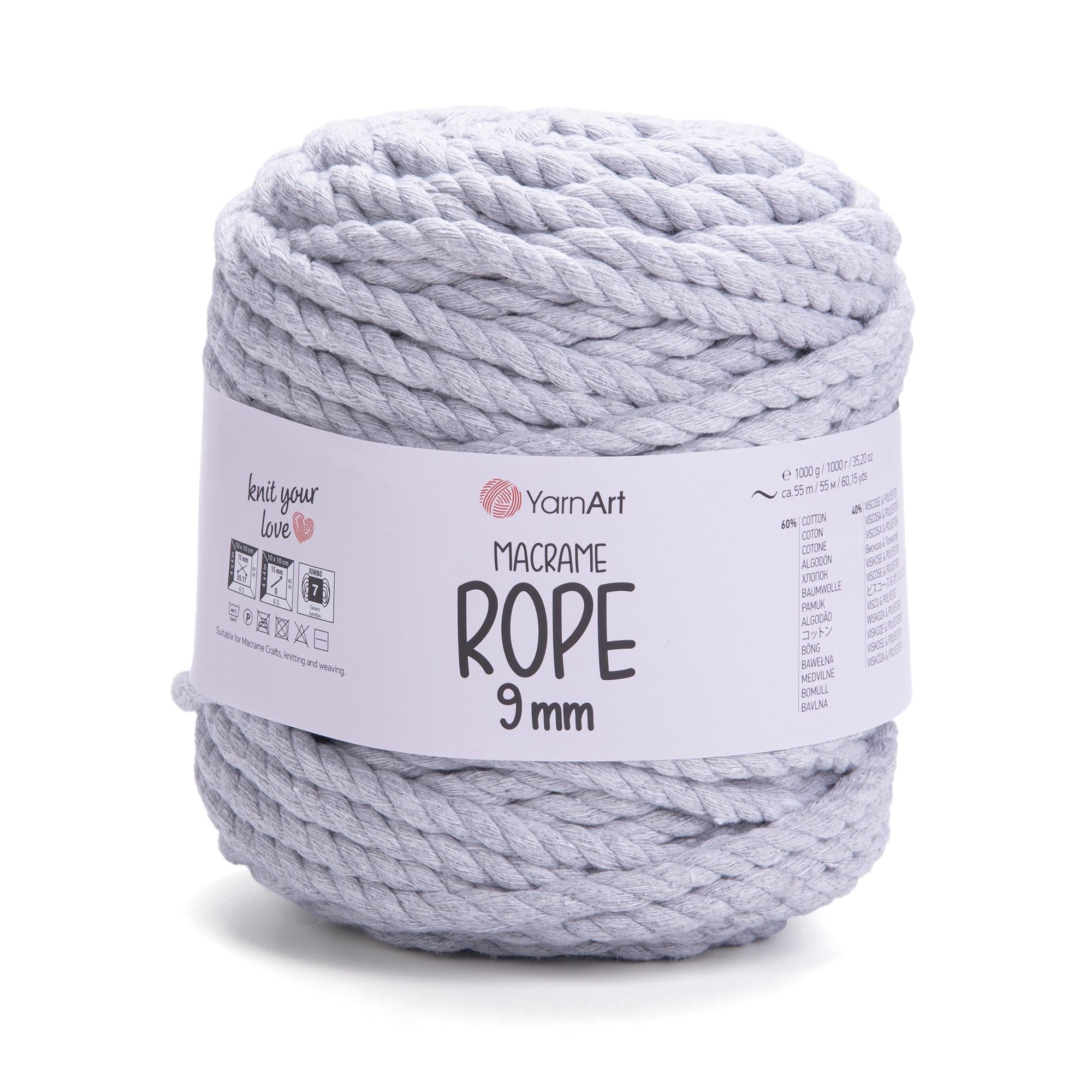 Шнур витой для макраме Rope Macrame 9 мм 55 м 1000 г Светло-серый №756 (2141802573)