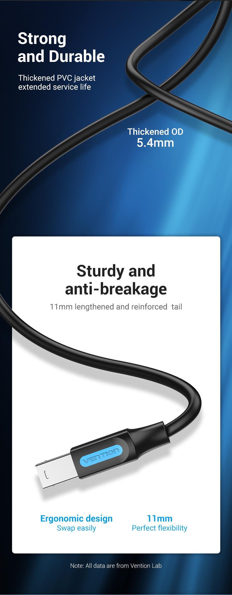 Кабель для принтера Vention USB-USB Type-B 3.0 5 Гбит/с 2A USB-A 3.0 на USB-B 3.0 1 м Черный (COOBF) - фото 10 Кабель для принтера Vention USB-USB Type-B 3.0 5 Гбит/с 2A USB-A 3.0 на USB-B 3.0 1 м Черный (COOBF) - фото 10