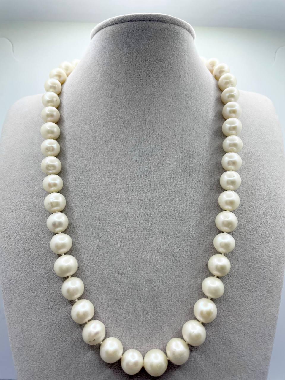 Бусы жемчуга 9,5-10 мм 45 см Белый (9340)