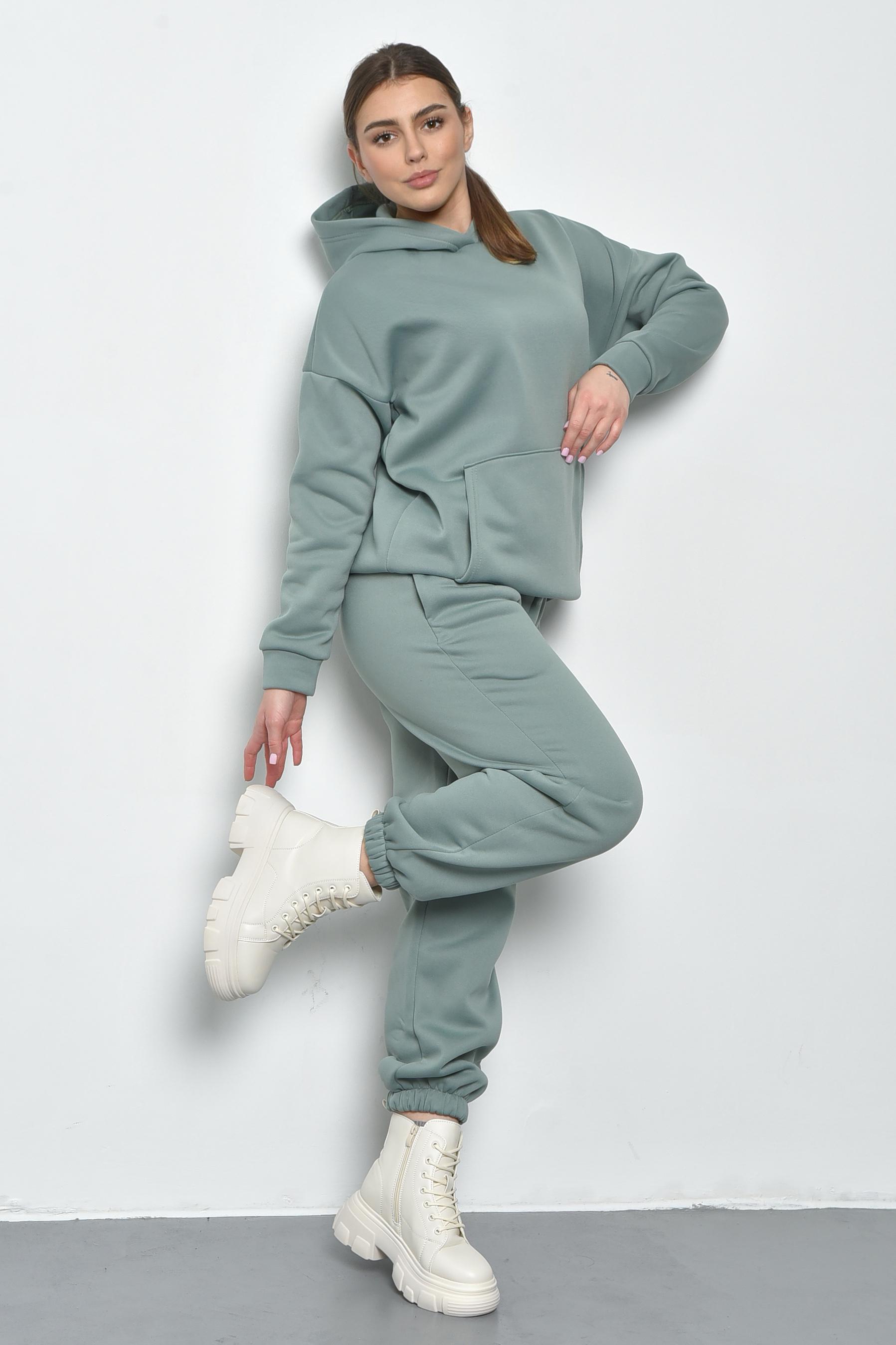 Спортивний костюм жіночий на флісі S Оливковий 168805) - фото 2 Спортивний костюм жіночий на флісі S Оливковий 168805) - фото 2