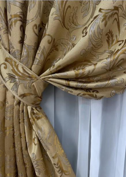 Тканина для штор жакард Завиток 1,45 м Бежевий/Карамельний (1648ш) - фото 6