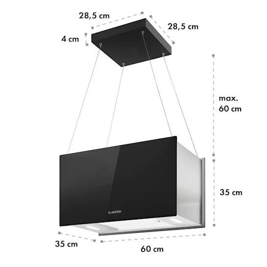 Витяжка кухонна острівна Klarstein Chandelier циркуляція повітря сенсорна LED 590 м3 год L 60 см Чорний - фото 8