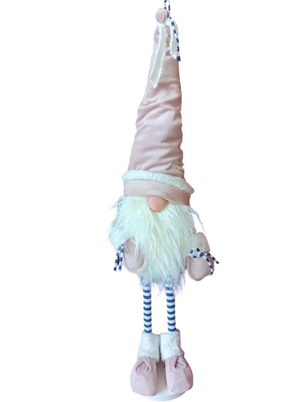 Новогодняя игрушка под елку "Гном Скандинавский" из трикотажа 75 см Пудровый (150-41-Гном №15)