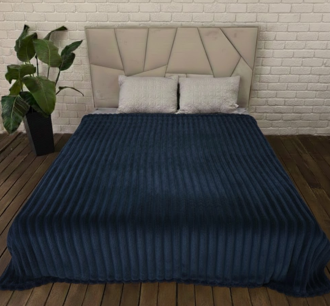 Плед Королівський шарпей у смужку 1,5х2,20 м Темно-бірюзовий (2905994805)