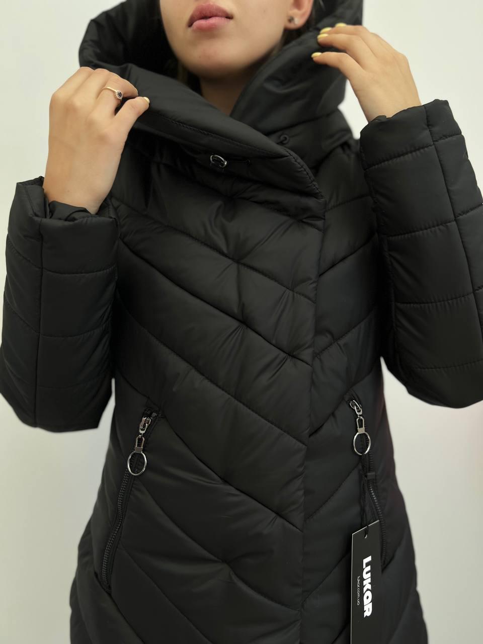 Куртка-пальто женская Lukar р. 44 Черный (8285119) - фото 2 Куртка-пальто женская Lukar р. 44 Черный (8285119) - фото 2