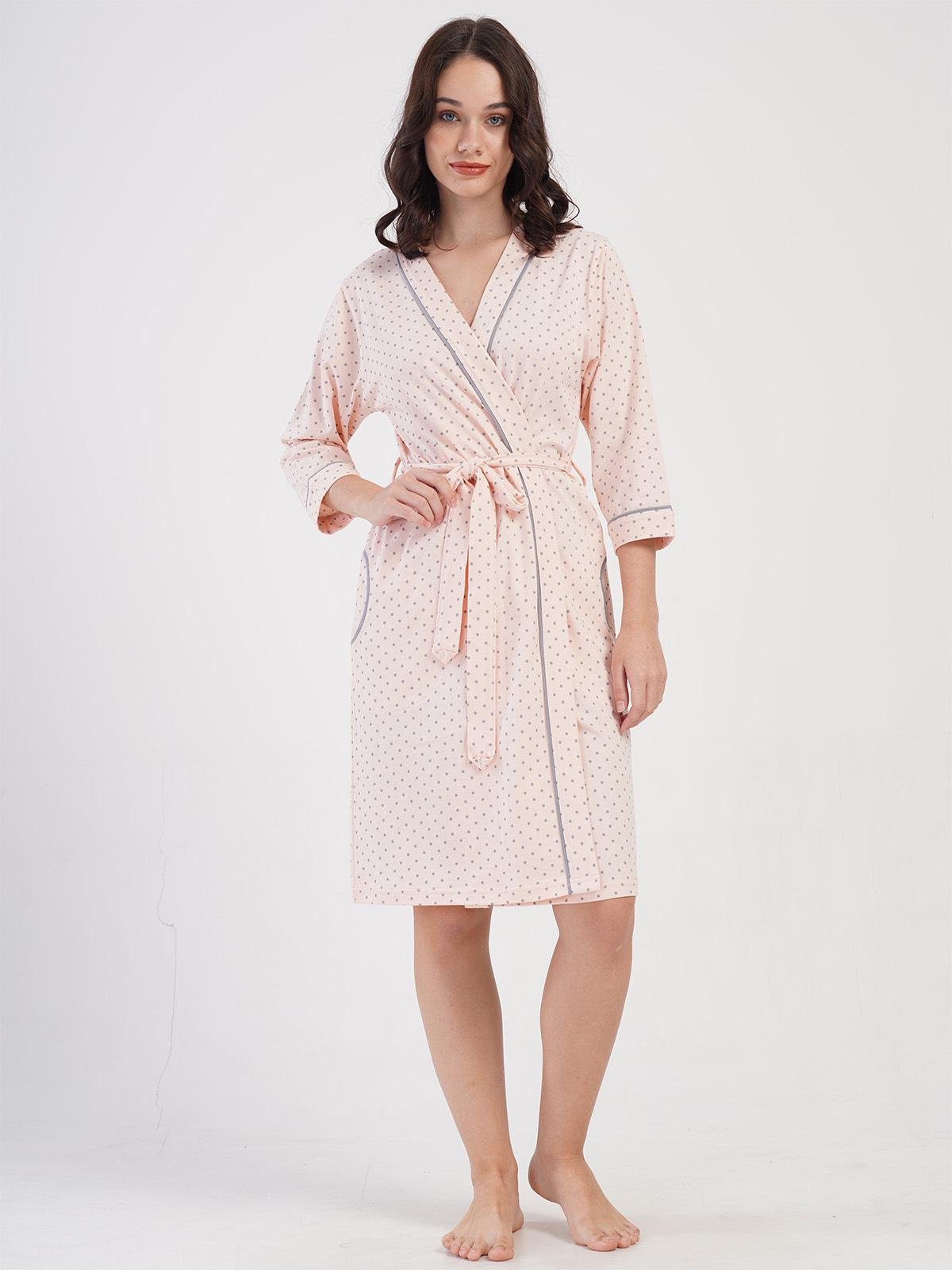 Халат жіночий бавовна на запах Vienetta Персиковий