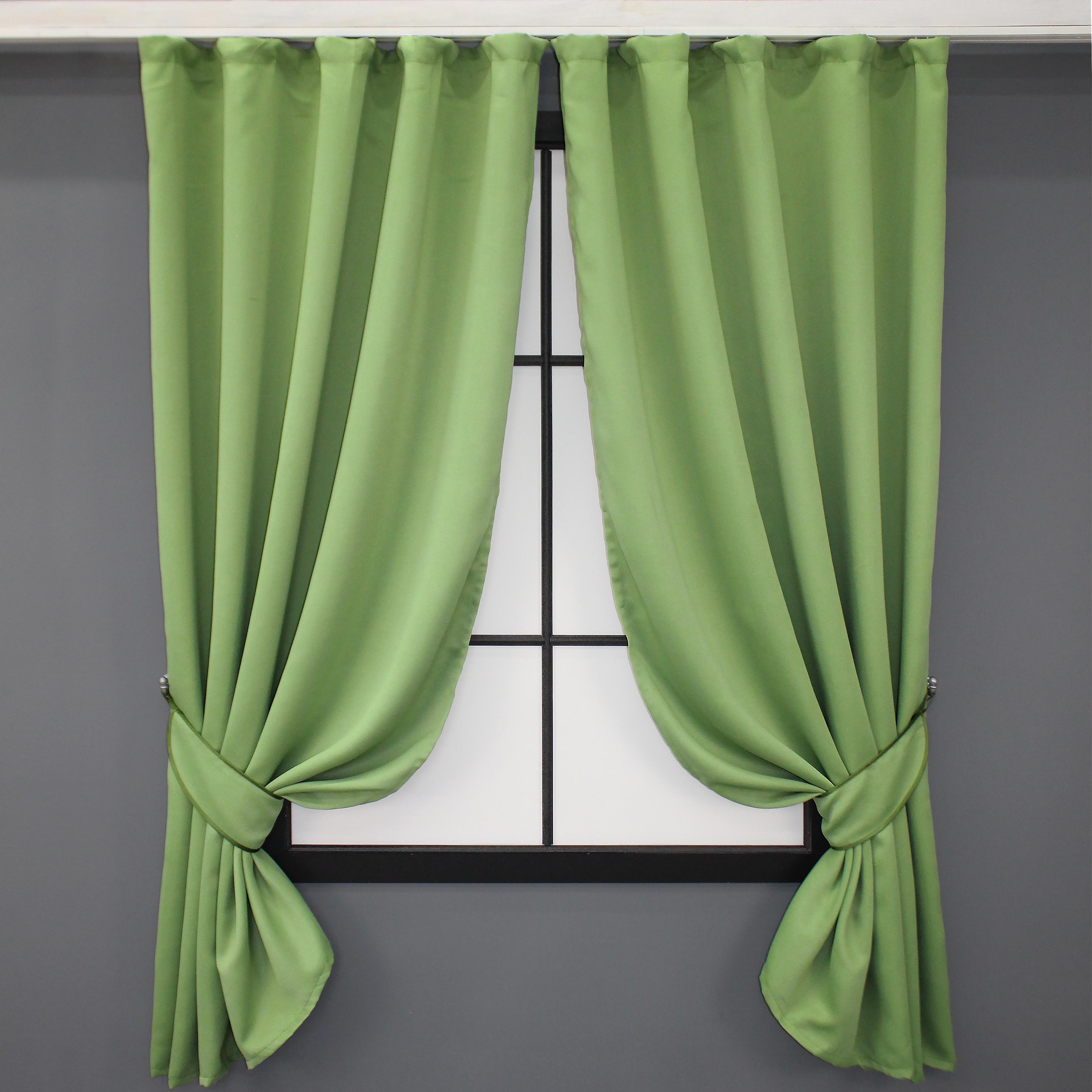 Комплект штор коротких VR-Textil Блекаут Bruno №960 ш 130х170 см 2 шт. Салатовый (35-0052)