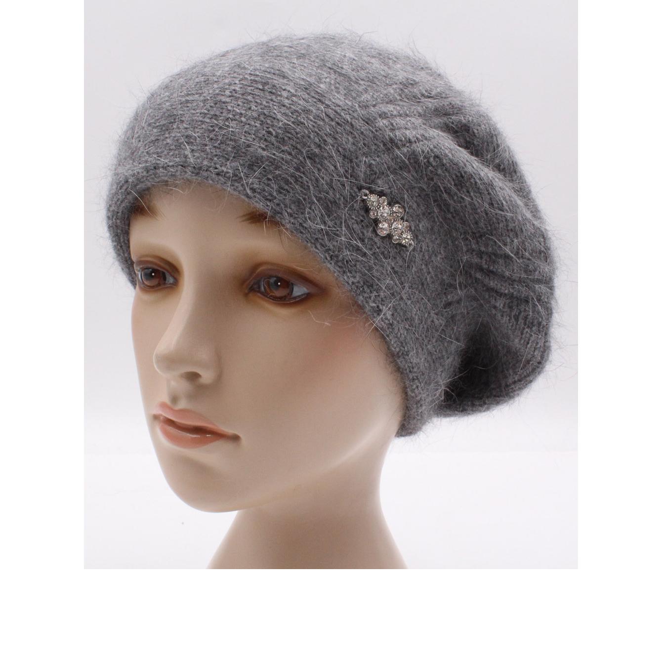 Берет женский ангоровый Leks Диво one size Темно-серый