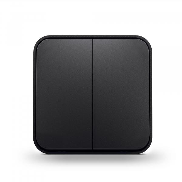 Вимикач Videx зовнішній двоклавішний Чорно-графітовий(IP20) - фото 2