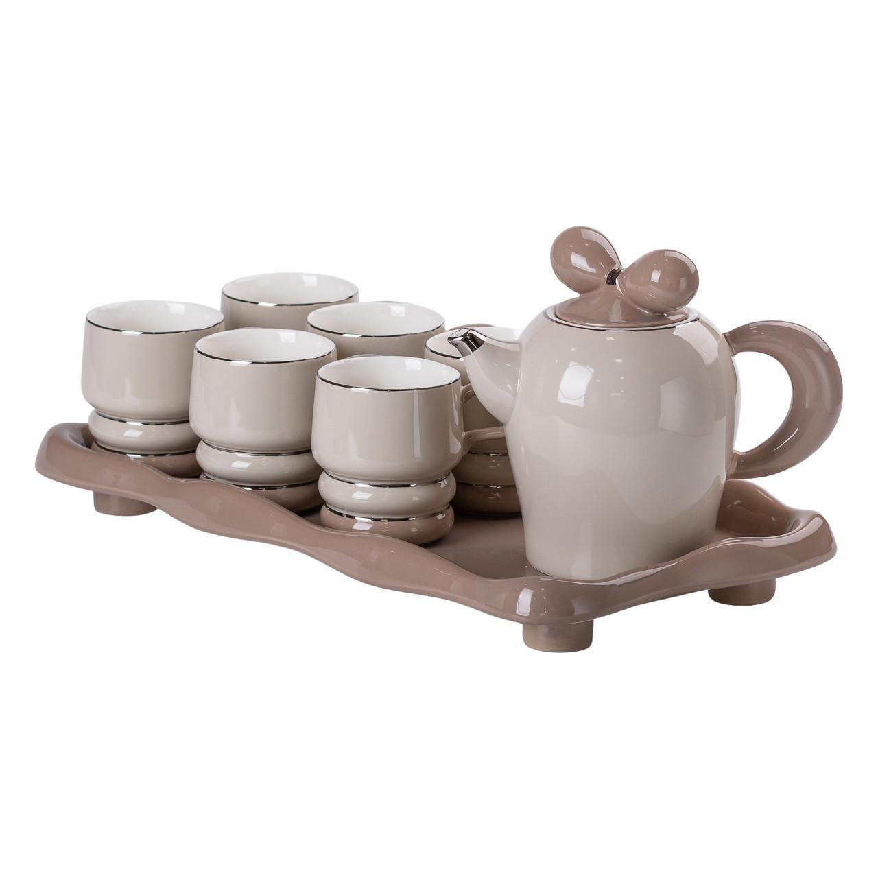 Чайный сервиз Retro на 6 персон керамический 8 предметов Серый (HP-15-28) - фото 5