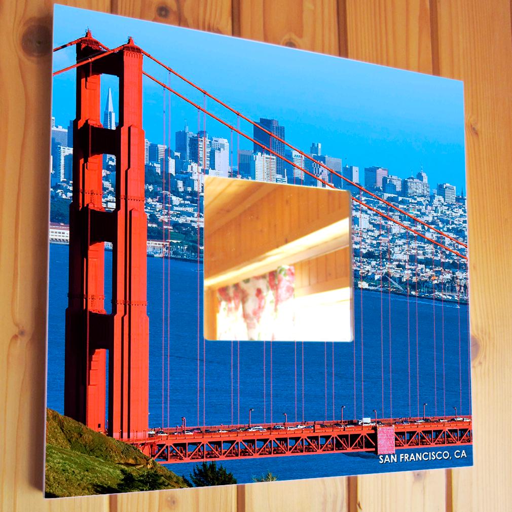 Зеркало декоративное с изображением Сан-Франциско Калифорния 260х260 мм (M04027)