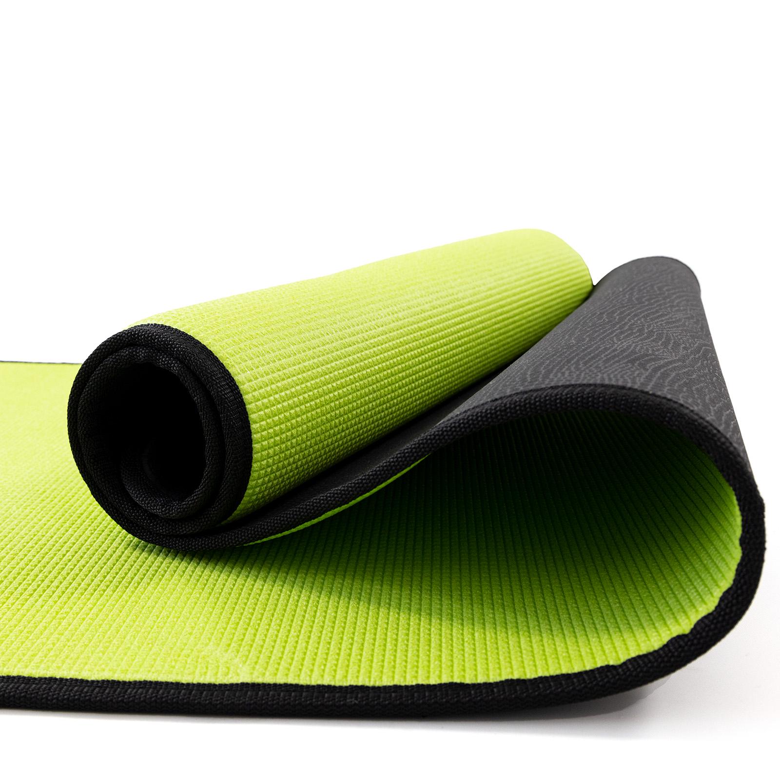 Килимок для йоги та фітнесу EVA Osport Yoga Pro/8 мм Чорно-салатовий (OF-0275) - фото 2