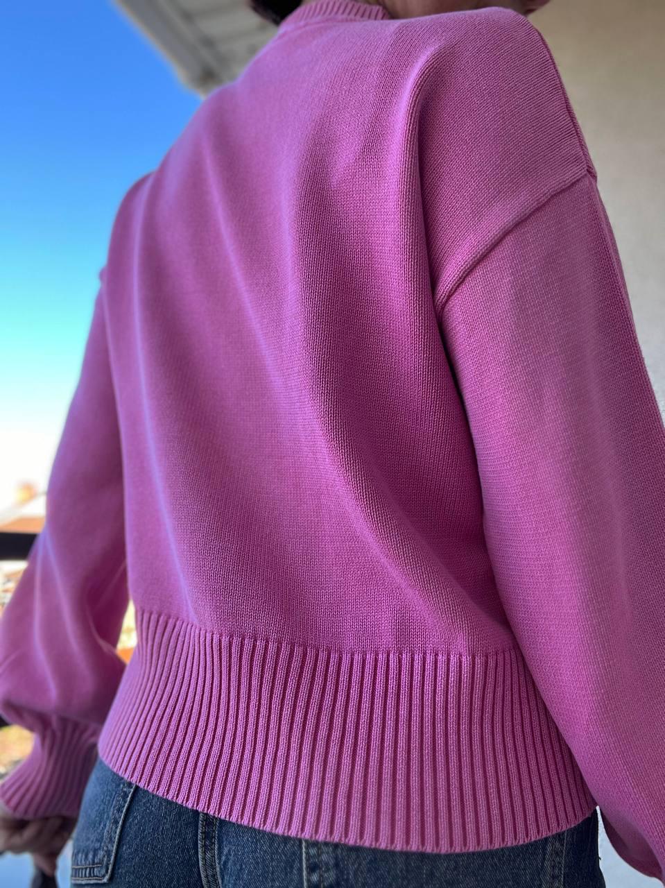 Светр жіночий A-N 870 варений ведмедик камінчики середня довжина оверсайз р. 44-48 Рожевий (3121) - фото 2 Светр жіночий A-N 870 варений ведмедик камінчики середня довжина оверсайз р. 44-48 Рожевий (3121) - фото 2