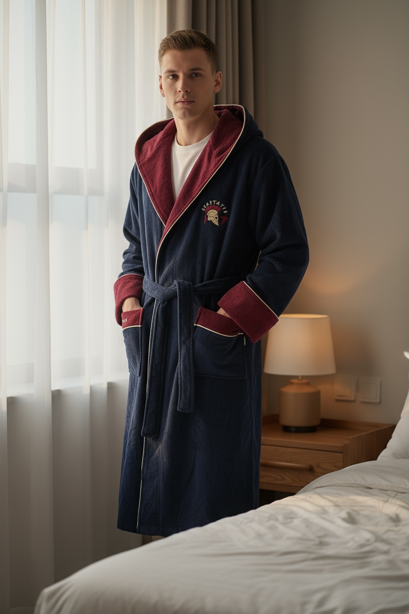 Халат мужской Nusa велюровый бамбук/хлопок 2XL Темно-синий (2711630302) - фото 2