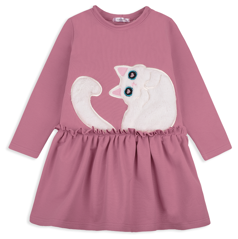 Платье детское хлопковое теплое для девочки Gabbi PL-20-1-1 104 см Пудра (12012)