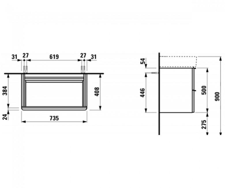 Тумба под умывальник подвесная Laufen SPACE H4101821601001 73,5x50x38,4 см Белый (71294) - фото 2